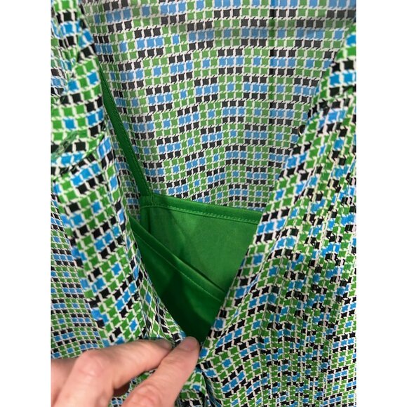 Liz Claiborne Button Front Sleeveless Blouse Green Blue Plus Sz 2X Checkered - Picture 4 of 11